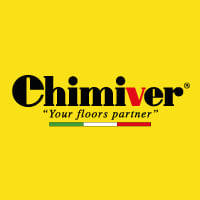black and red chimver logo on a mustard yellow background