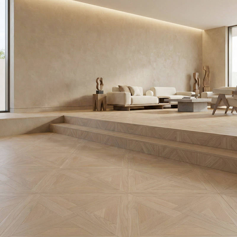 RP Chelsea Square Elegant Wave Tawny 15 Parquetry Wood Flooring Villa Lounge