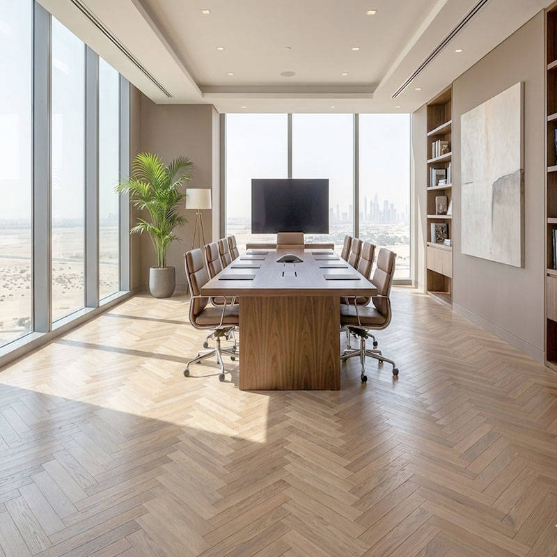 RP Herringbone Tawny 15 Engineered Wood Flooring Boardroom