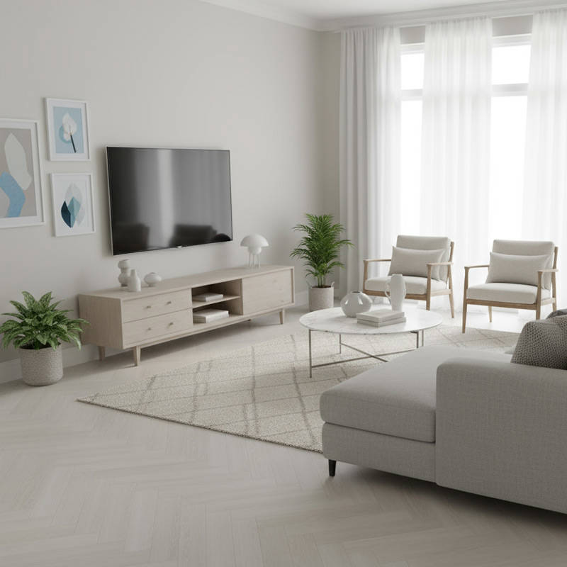 Vinyl Click Herringbone GB HRB 10 White Oak Beautiful Livingroom