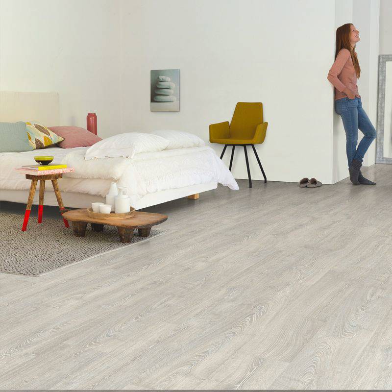 classic oak grey laminate flooring in bedroom