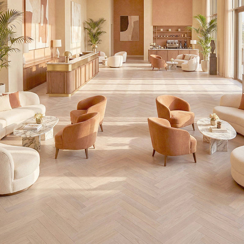 RP Herringbone Dove 14 Engineered Wood Flooring Reception Waiting Area