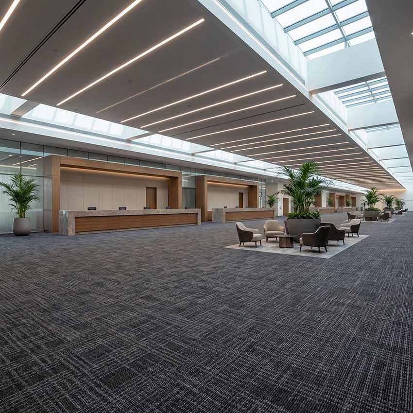 british carpet mills casini 579 carpet tiles in airport lounge