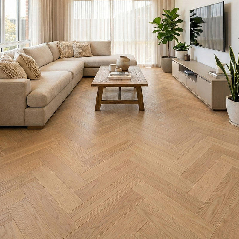 SH Oak 3 Engineered Eternal Herringbone Wood Flooring Livingroom