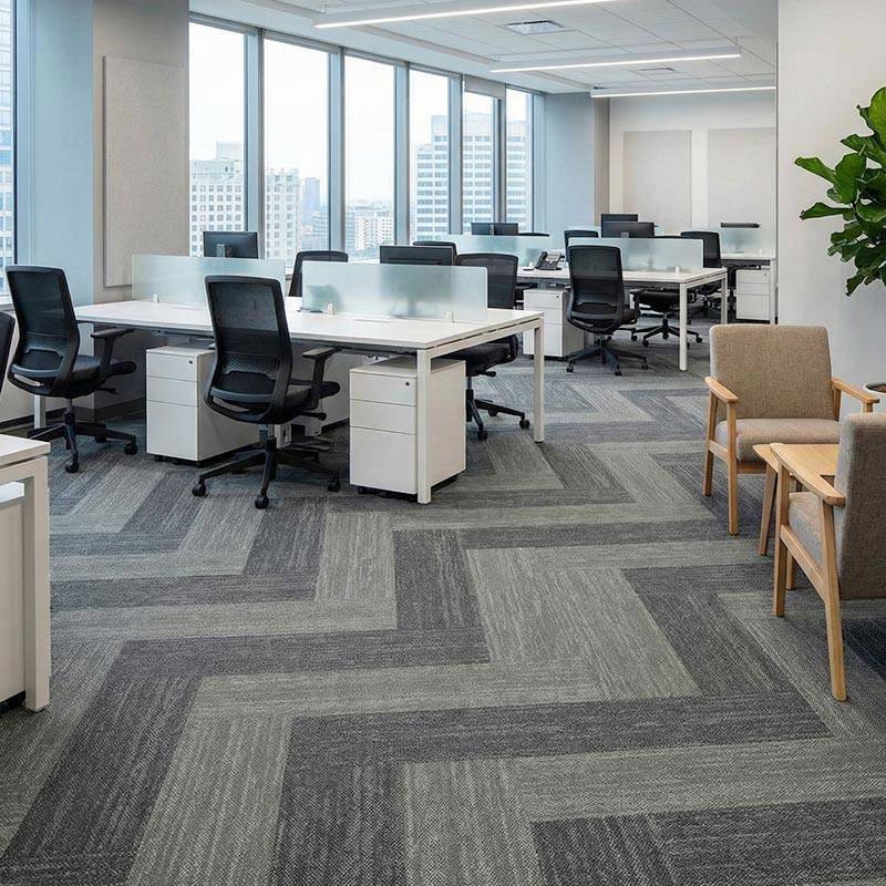 british carpet mill autumn grey and dark grey patterned carpet tiles in office space