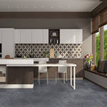 Dark Stained Concrete Kitchen