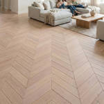 SH Corn Silk 2 Engineered Chevron Wood Flooring Familyroom