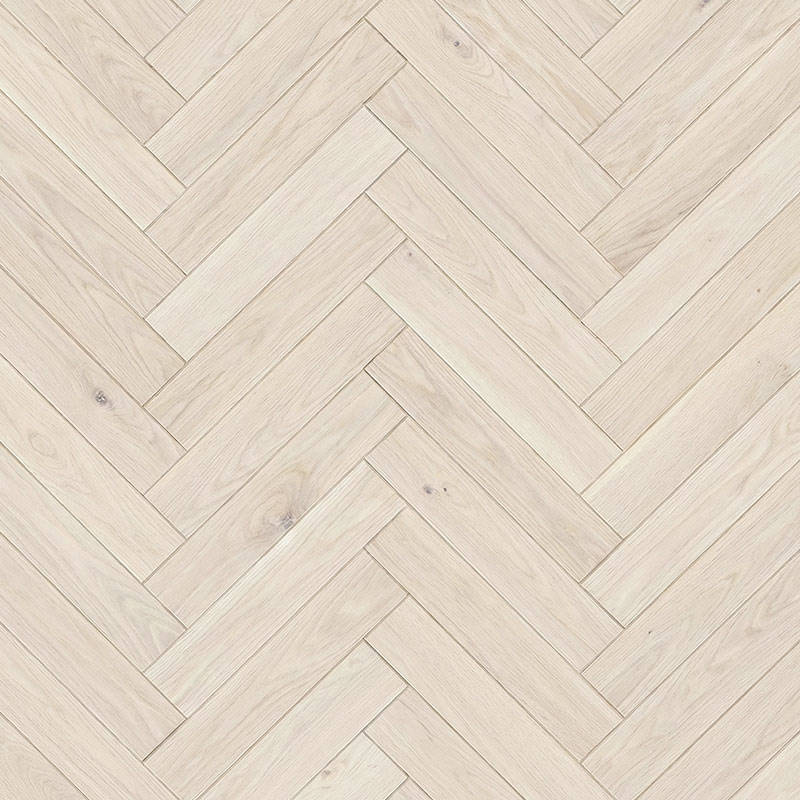 SH Cotton White Engineered Eternal Herringbone Wood Flooring Swatch