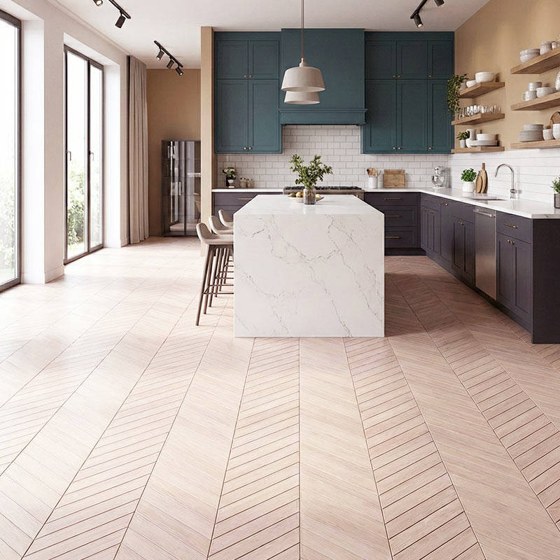royal parquet chevron classic chalked oak parquet flooring in kitchen