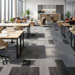 british carpet mill autumn grey and dark grey patterned carpet tiles in office