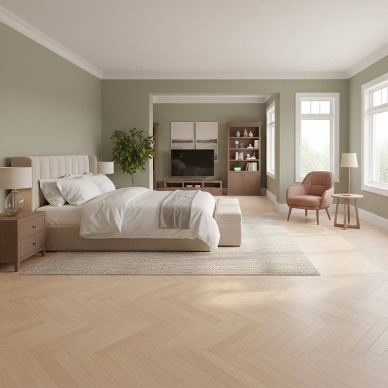 royal parquet classic frosted oak parquet herringbone flooring in bedroom