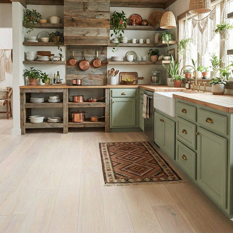SH Cotton White Engineered Pinnacle Wood Flooring Kitchen