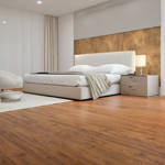 cappuccino verdi oak gerbur laminate flooring in bedroom