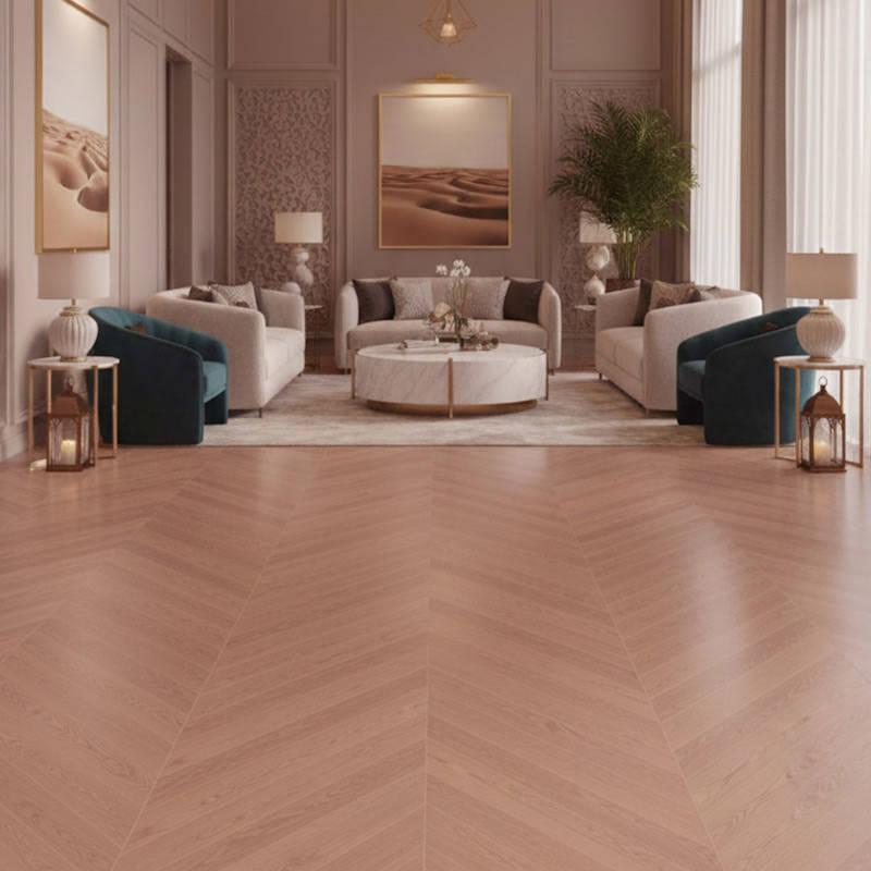 RP Chevron Cinnamon 21 Engineered Wood Flooring Family Livingroom
