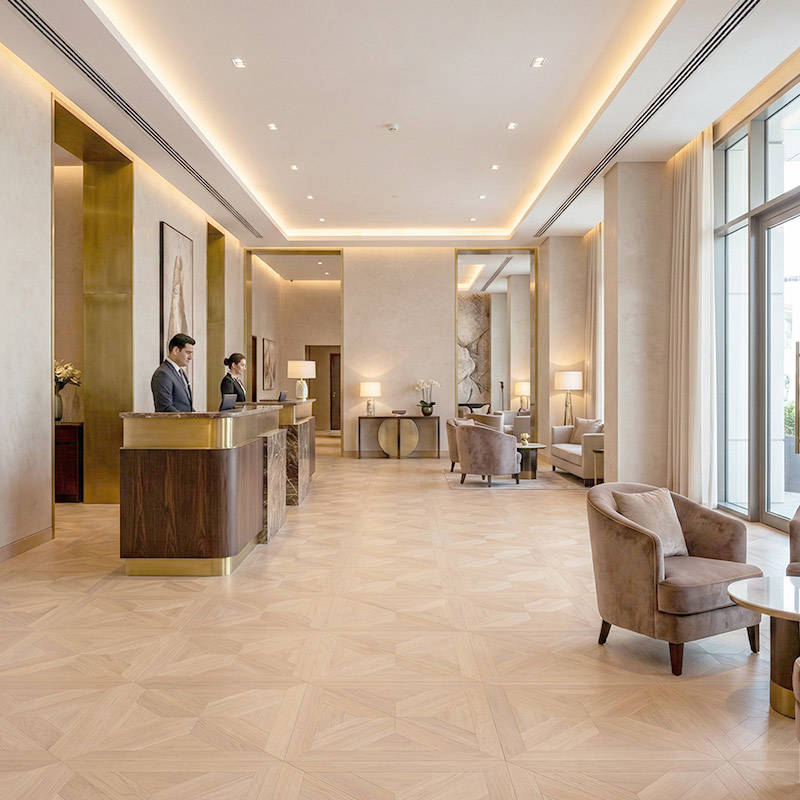 RP Chelsea Square Gilded Lines Dawn 09 Hotel Reception Parquetry Wood Flooring