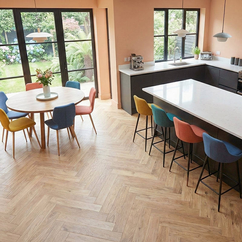 SH Bourbon 05 Engineered Eternal Herringbone Wood Flooring Kitchen