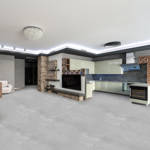 berry alloc pure tiles urban stone light grey vinyl click tiles in open plan kitchen