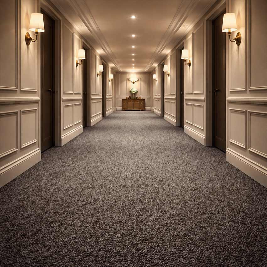 Wall To Wall Carpet For Hotel Corridor With White Flowers CRP BEAUL OPT 06