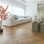 Reclaimed Oak Vinyl Click Herringbone Livingroom