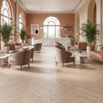 RP Chevron Tawny 15 Engineered Wood Flooring Waiting Area