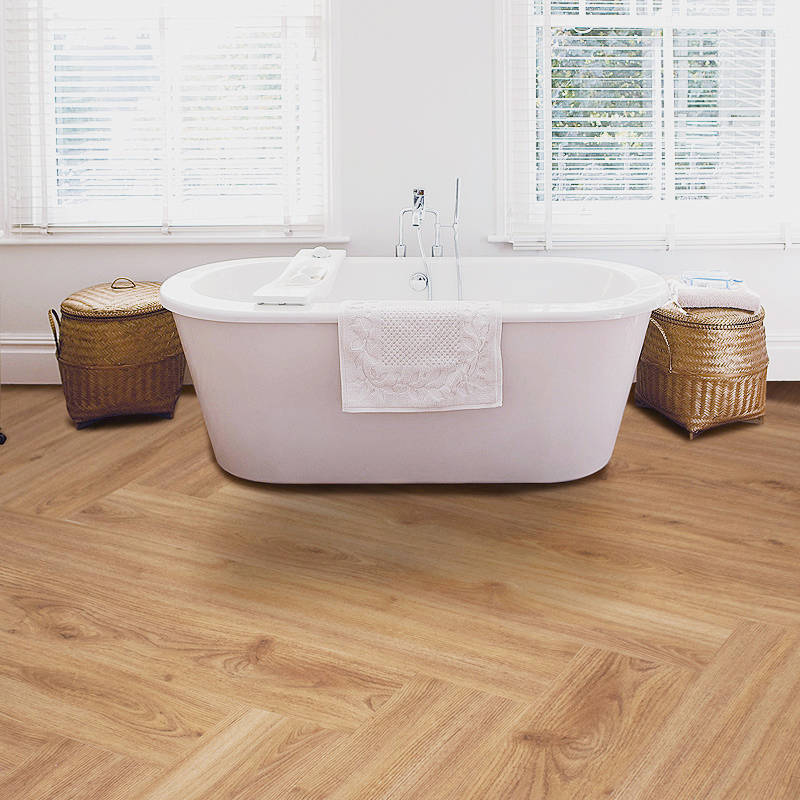 gerbur nature european oak luxury vinyl tile flooring in bathroom