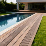 sahara brown smart decking with pool in villa back garden