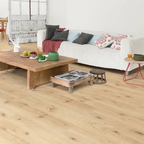 gerbur prime camel oak beige laminate flooring in living space