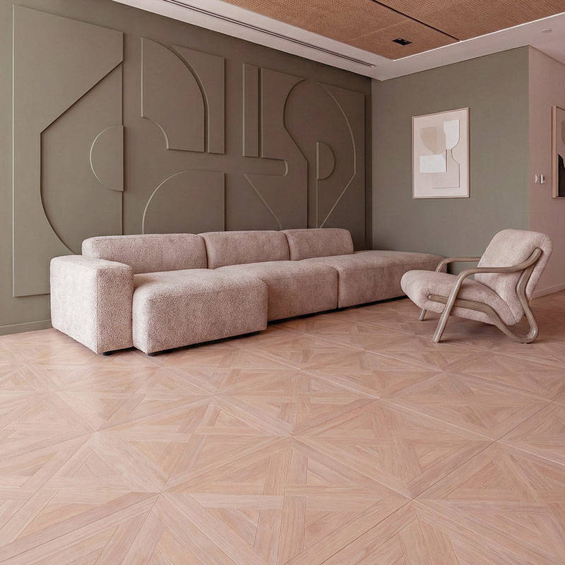 RP Chelsea Square Elegant Wave Basil 18 Parquetry Wood Flooring Livingroom
