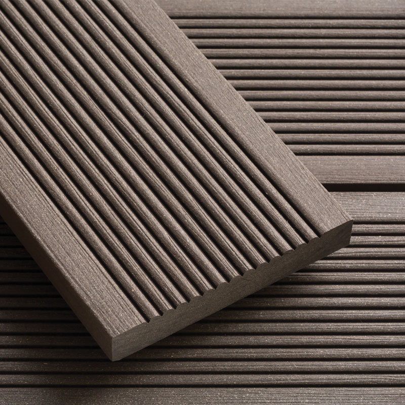 grooves in chocolate brown smart decking board