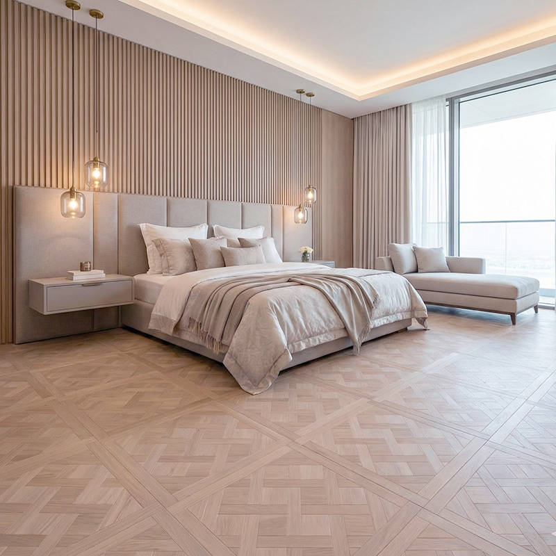 RP Chelsea Square Versailles Cedarstone 11 Parquetry Wood Flooring Bedroom