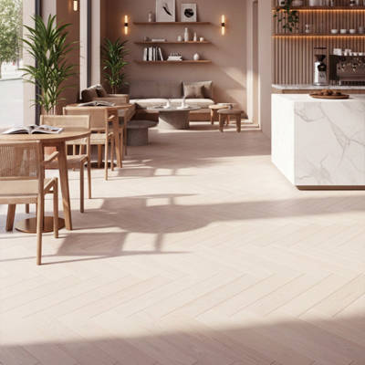 RP Herringbone Sandcastle 10 Engineered Wood Flooring Coffee Shop