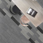 british carpet mills black and grey carpet tiles beneath desk
