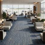 british carpet mills blue patterend carpet tiles in busy office