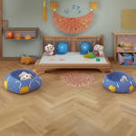Classic Dark Oak Vinyl Click Herringbone Kid Room