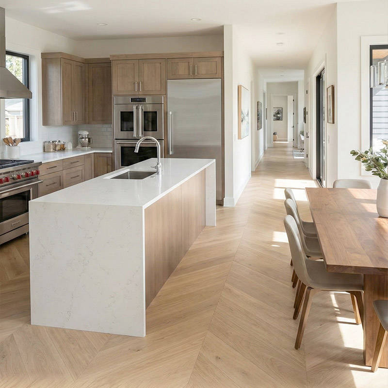 SH Oak 3 Engineered Chevron Wood Flooring Kitchen