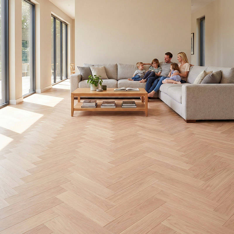 SH Corn Silk 2 Engineered Eternal Herringbone Wood Flooring Familyroom
