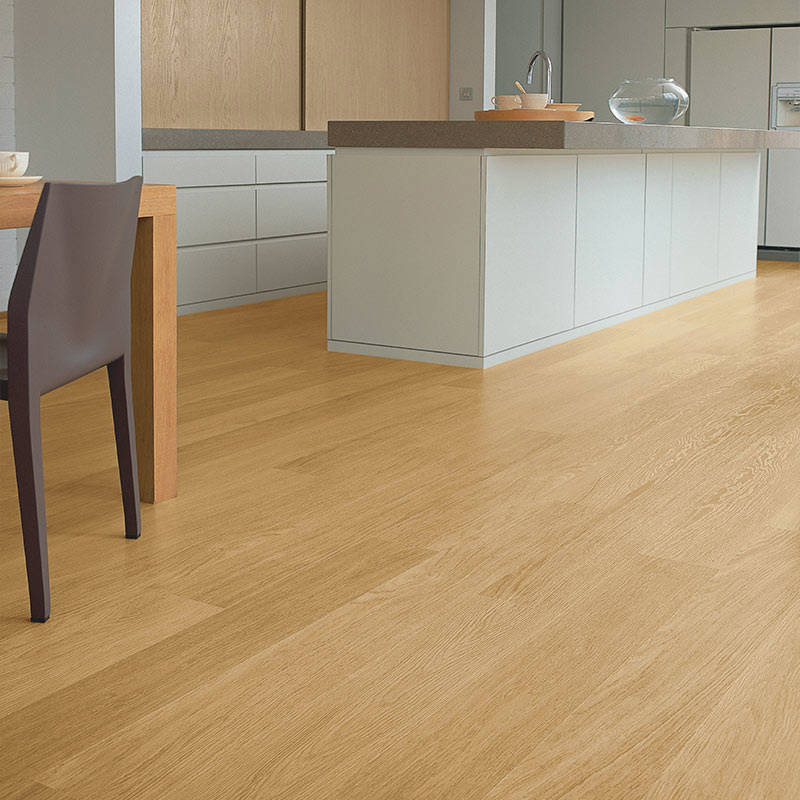 eligna quick step natural varnished oak floor in kitchen space