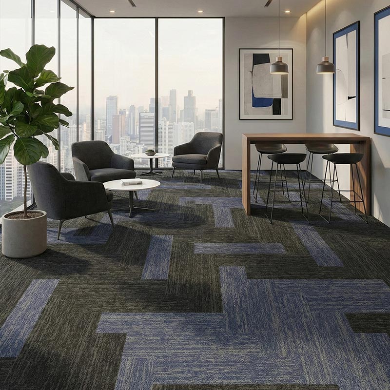 british carpet mills black and grey patterend carpet tiles in open plan office area