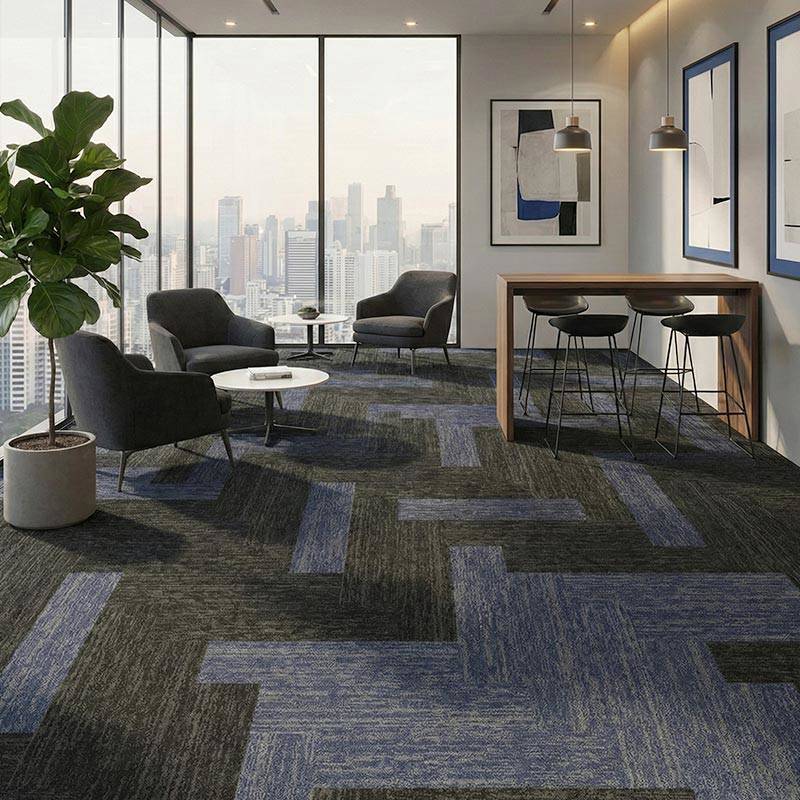 british carpet mills black and grey patterend carpet tiles in open plan office area