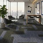 british carpet mills black and grey patterend carpet tiles in open plan office area
