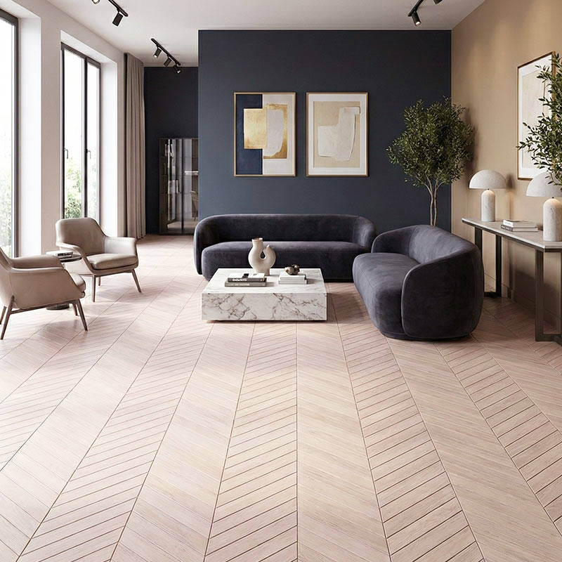royal parquet chevron classic chalked oak parquet flooring in living room